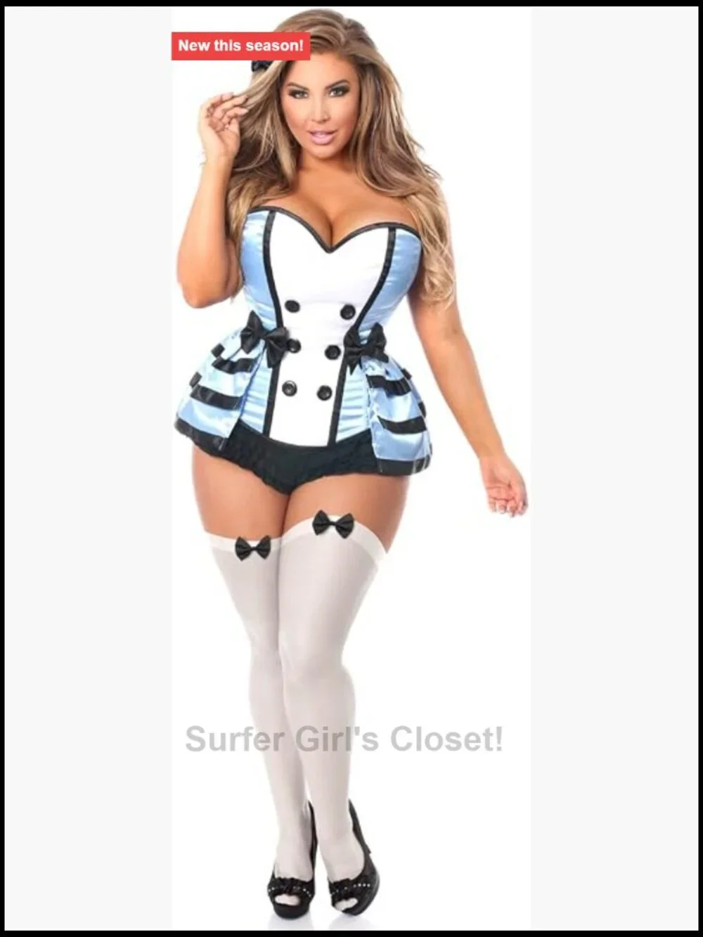 4 Pc Corset Costume Set with Skirt Panty Hair Bow